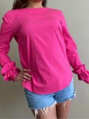 MICHAEL Michael Kors Hot Pink Long Sleeve Top with Bow Cuffs